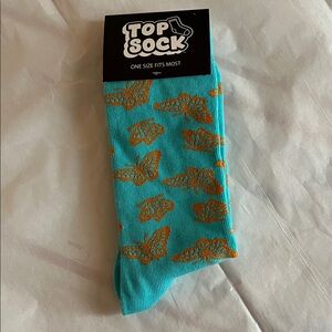 Turquoise and Orange Butterfly Casual Socks